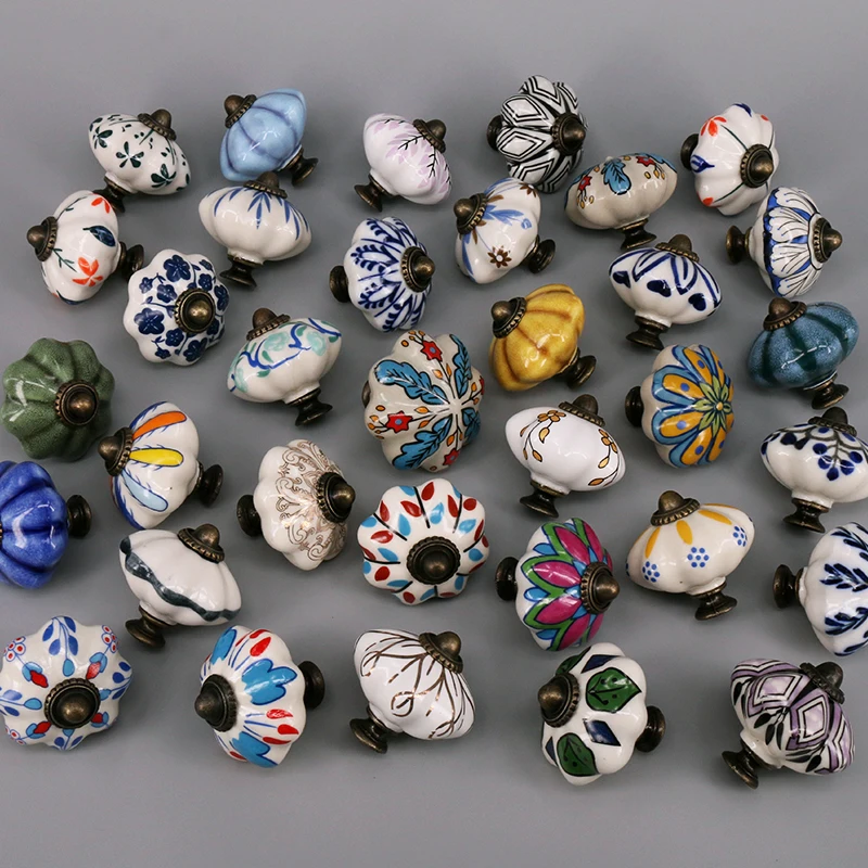 One Piece Vintage Ceramic Door Knobs for Cabinet Drawer, Closet Cupboard Wardrobe  furniture door  Pull Handle