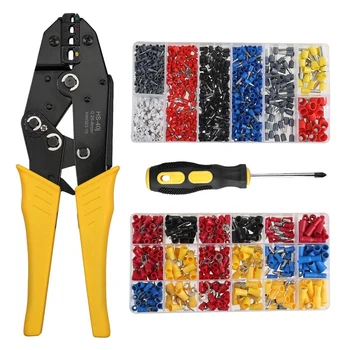 

Five Piece Set Wire Terminal Crimping Tool, Insulated Ratchet Terminal AWG23-10, with Crimp Terminal Connector and Screwdriver