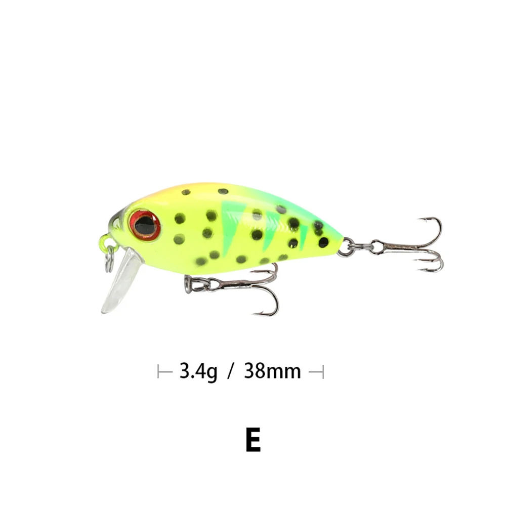 Mises 3.8cm 3.4g Ten Colors Mini Floating Bionic Crank Little Fatty Lure Artificial Bait Hard Bait Fishing Lure Wobbler - Цвет: E