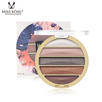 

MISS ROSE 5 Color Waterproof Portable Lazy Eye Shadow Cosmetics Pearl Light Matte Hybrid MINI Eye Shadow Disc Eye Makeup