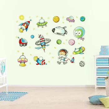 

1PC Removable Creative Peel and Stick Astronaut Spaceship Space Wall Stickers