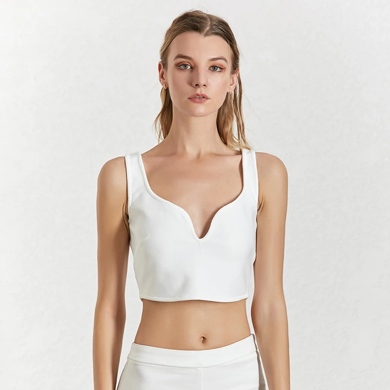 TWOTWINSTYLE Sexy Solid Women's Vest V Neck Off Shoulder Backless Short Suspender Summer Tanks Female Fashion Clothes Tide