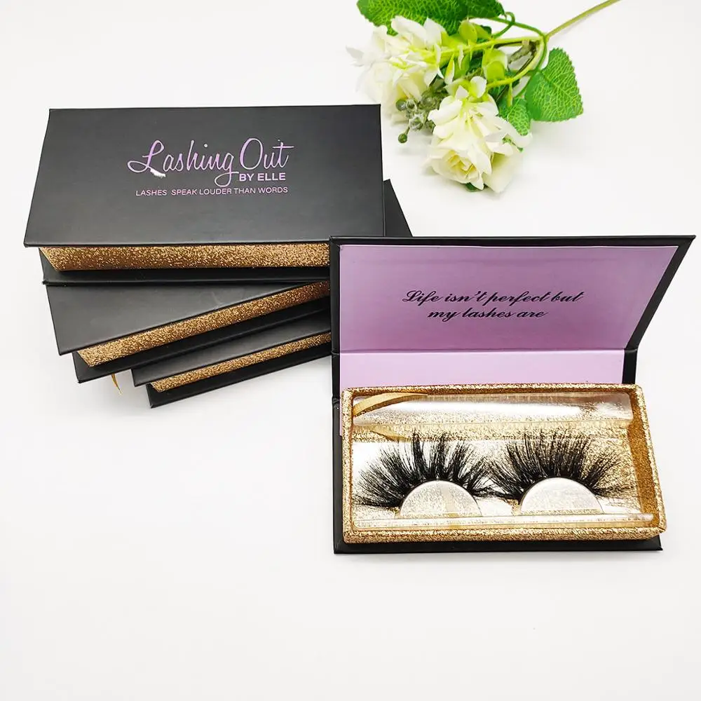 Make Your Own Brand Logo Mink Lash Packaging Box Custom Rectangular Eyelash Case Luxury Glitter Inside Box 100pcs Custom afbeelding