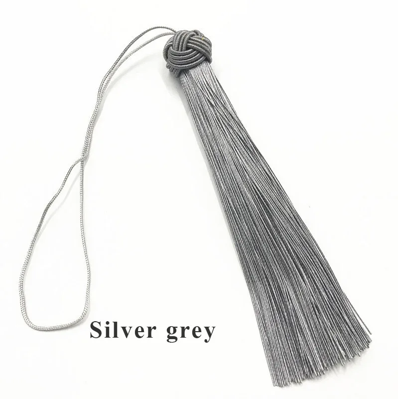 Silver grey 2Pc15cm ананас полиэстер кисточки с подвесным кольцом шелк шитье Банг кисточкой отделка декоративный ключ кисточки для кулона домашний декор - Цвет: Silver grey