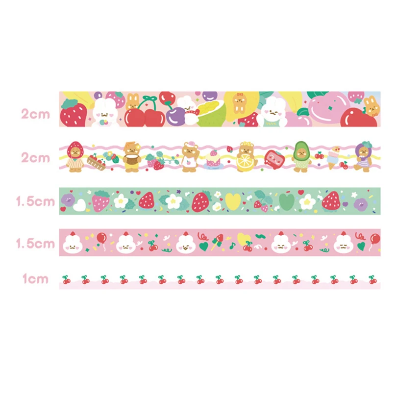 Ensemble de ruban adhésif Washi Kawaii pour scrapbooking, fournitures de journal coréen, ruban de masquage décoratif, 5 rouleaux