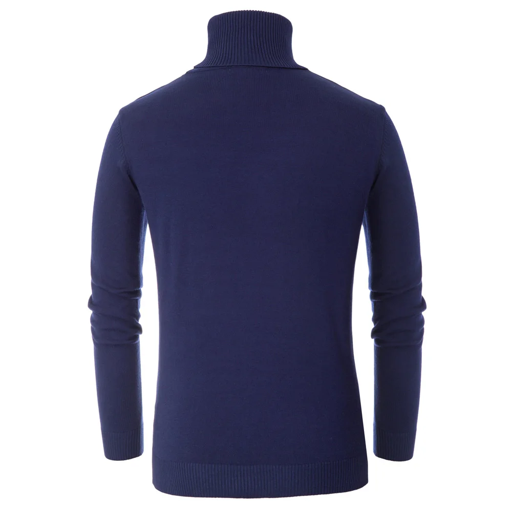 Теплый свитер Для мужчин Slim Fit Топы Мягкий однотонный цвет длинный рукав водолазка; свитер с эластичной резинкой осень-зима Термальность трикотаж
