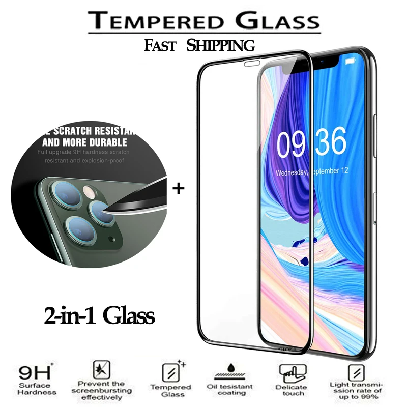 Быстрая доставка закаленное стекло для iPhone 11 Pro X XR XS Max защита пленка pro защитное