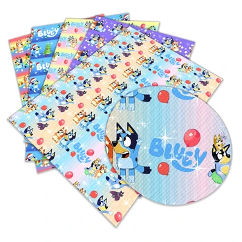 

Hot Sales 30 cm x 136 cm Faux Leather Fabric for Hair Bow Diy Decoration Crafts Bluey Cartoon Dogs Pattern Printed L226