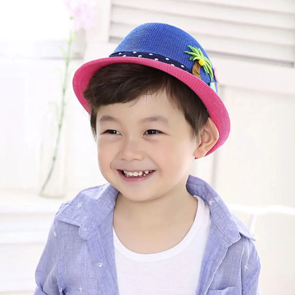 Boys and girls jazz hat embroidered coconut tree Toddler Infant Sun Cap Outdoor Baby Girls/Boys Hat Jazz Cap For Baby 