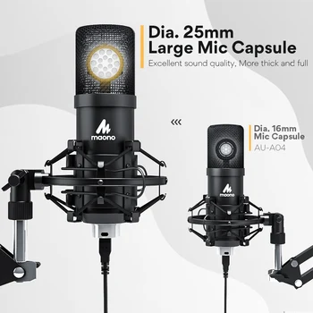 MAONO-micrófono USB A425 Plus, condensador cardioide de 25mm, gran diafragma, 192KHZ/24bit, para PC, con dos soportes de Metal para Podcasting 4