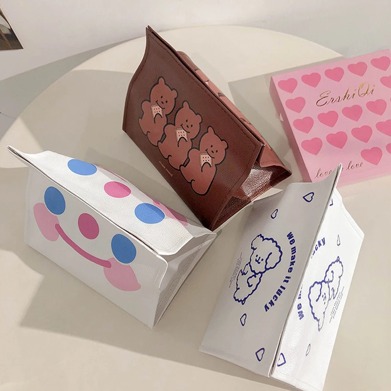 

Cute Cloud Smiley Biscuit Bear Waterproof Storage Box Tissue Paper Finishing Drawer For Kitchen Car Household Toilet Tissue Case