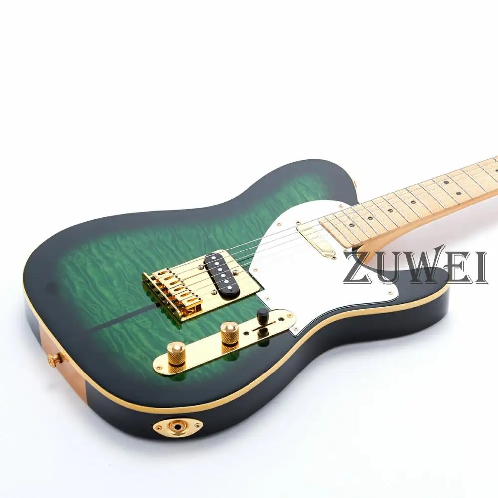 

High Quality Truff Dog Electric Guitar Quilted Maple Top Venner Gold Hardware Strings Thru Body