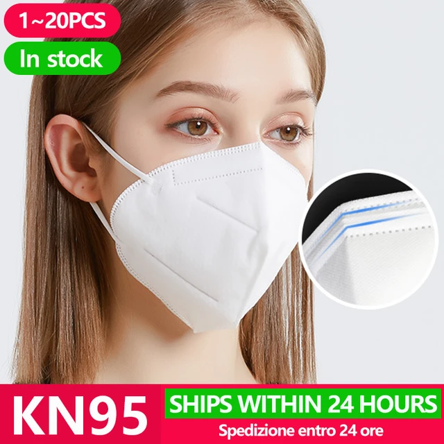 US $6.93  1~20PCS KN95 N95 Protection Mask Flu Facial Dust Pm2.5 Filter Respirator Ffp2 Antivirus Masks kf94