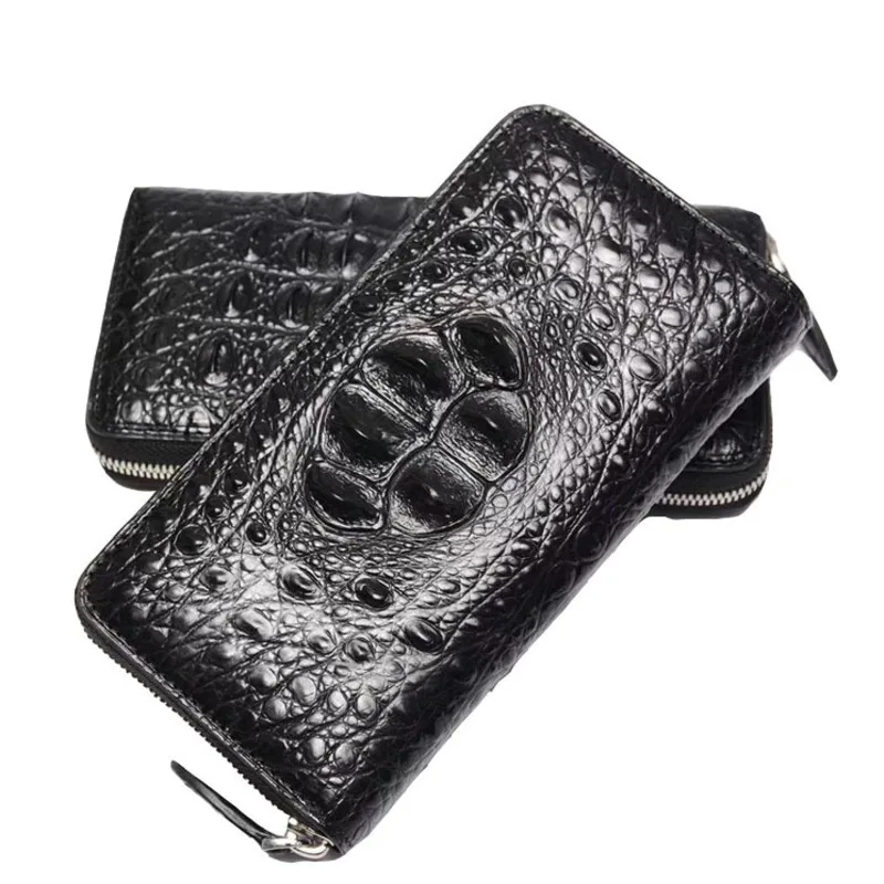 

Crocodile Skull Wallet Man Business Affairs Genuine Leather Long Fund Back Bone Hand Package Leisure Time Joker Zipper purse