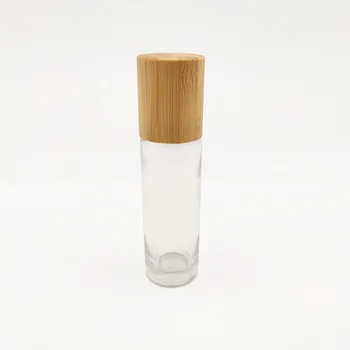 

100pcs Deodorant Perfume Essential Oils bamboo cap Clear glass Roll On Roller Bottle 15ml 1/2 oz with lid