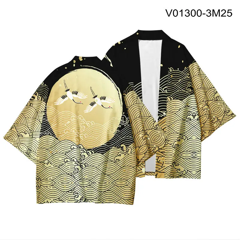 Японское кимоно Haori Yukata 3D печать Косплей женщин/мужчин мода лето Повседневная крутая короткий рукав - Цвет: C