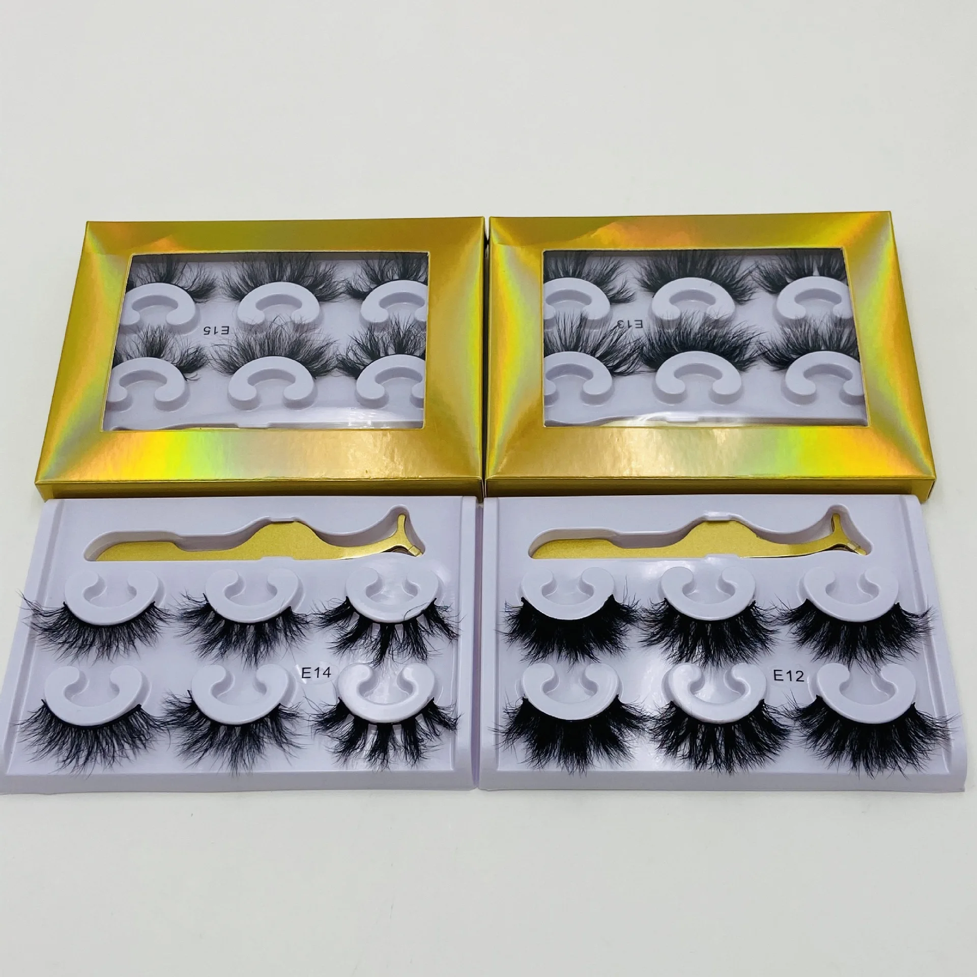 

Thick Curly Messy Mink False Eyelashes Set 3 Pairs Handmade Mink Fur Hair Fake Lashes Soft & Vivid 50 Sets /lot DHL Free