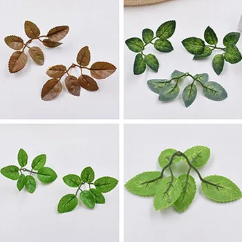 

Fabric Rose Leaf 200Pcs 3 Colors Artificial Roses Leaves for DIY Wedding Bouquet Garland Rattan Accessories Home Shop Decorative