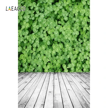

Laeacco Spring Green Leaves Wooden Floor Portrait Photography Backdrops Personalized Vinyl Photophone Photographic Backgrounds