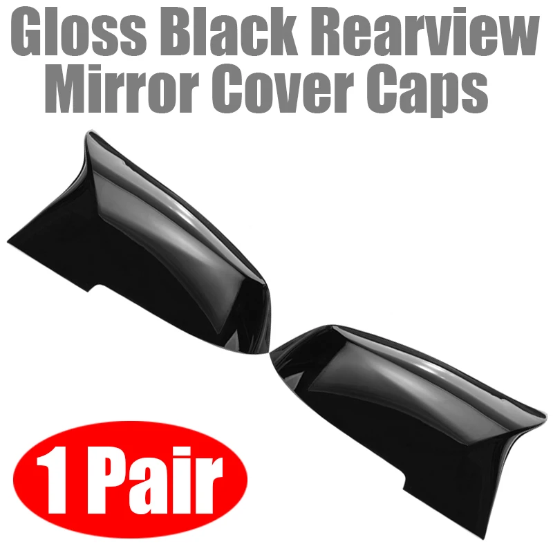 

For BMW 2pcs Gloss Black ABS Plastic Side Rearview Mirror Cover Universal Support F20 F21 F22 F30 F32 F36 X1 F87 M3