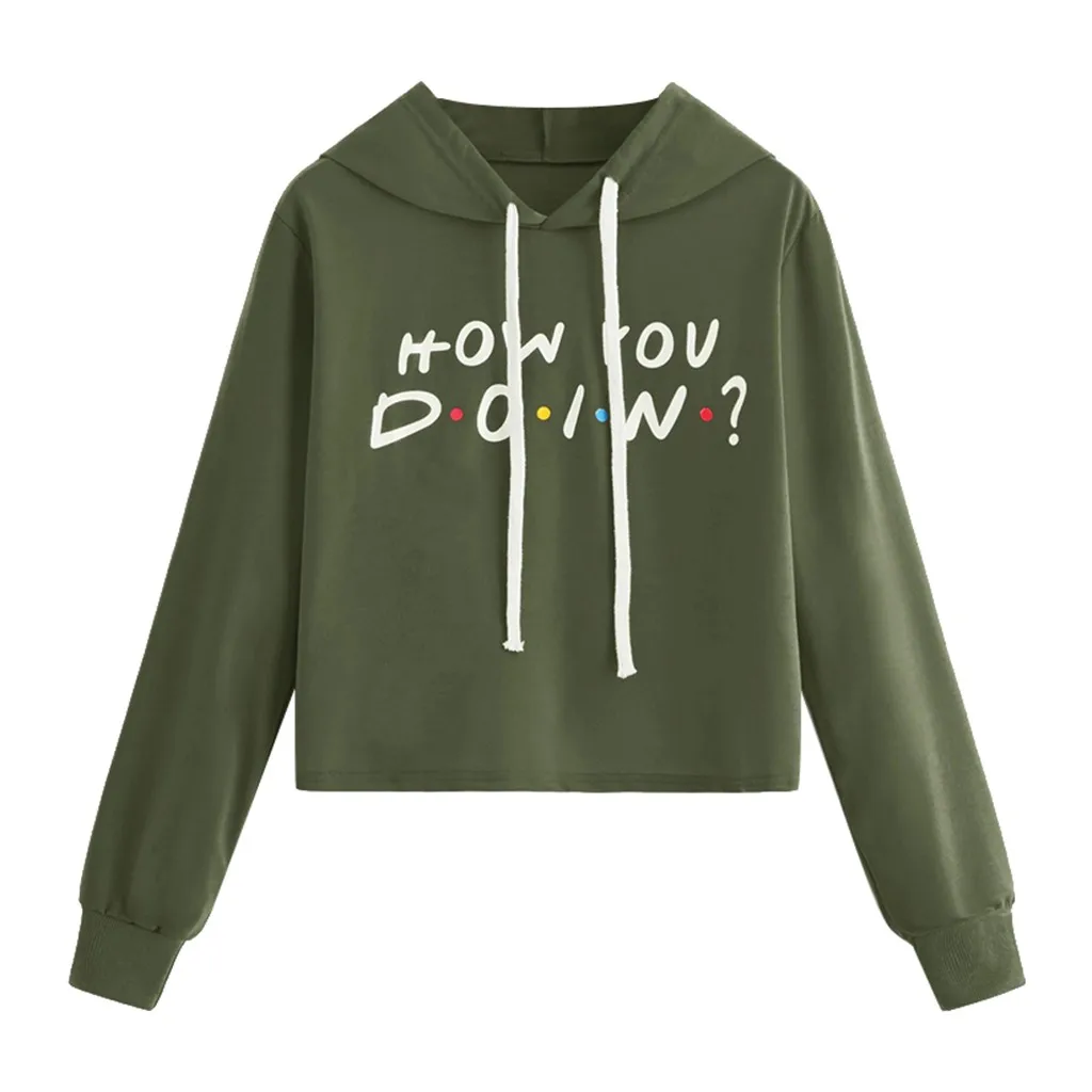 

2019 Casual Women Crop Top Hoodie Teen Sweatshirt Hoody Letter Long Sleeve Girls Pullover Hooded Femme Shirts sudadera mujer