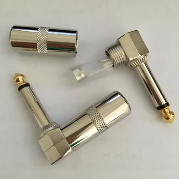 

5PCS/LOT Free Shipping Right Angle Metal 1/4" TRS Mono Phone Plug 6.35mm Soldering Audio Plug