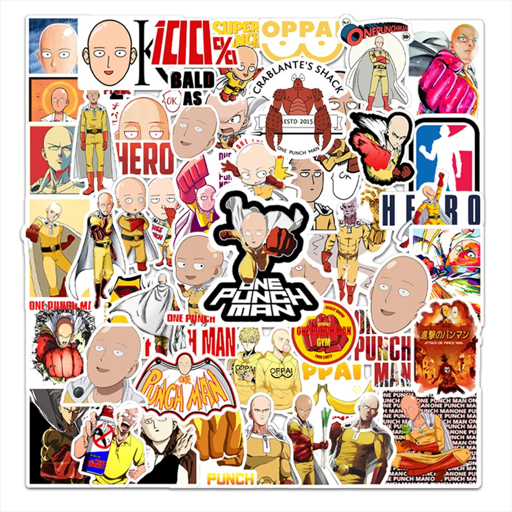 50 шт. наклейки в стиле аниме One Punch Man для декора стен холодильника мотоцикла