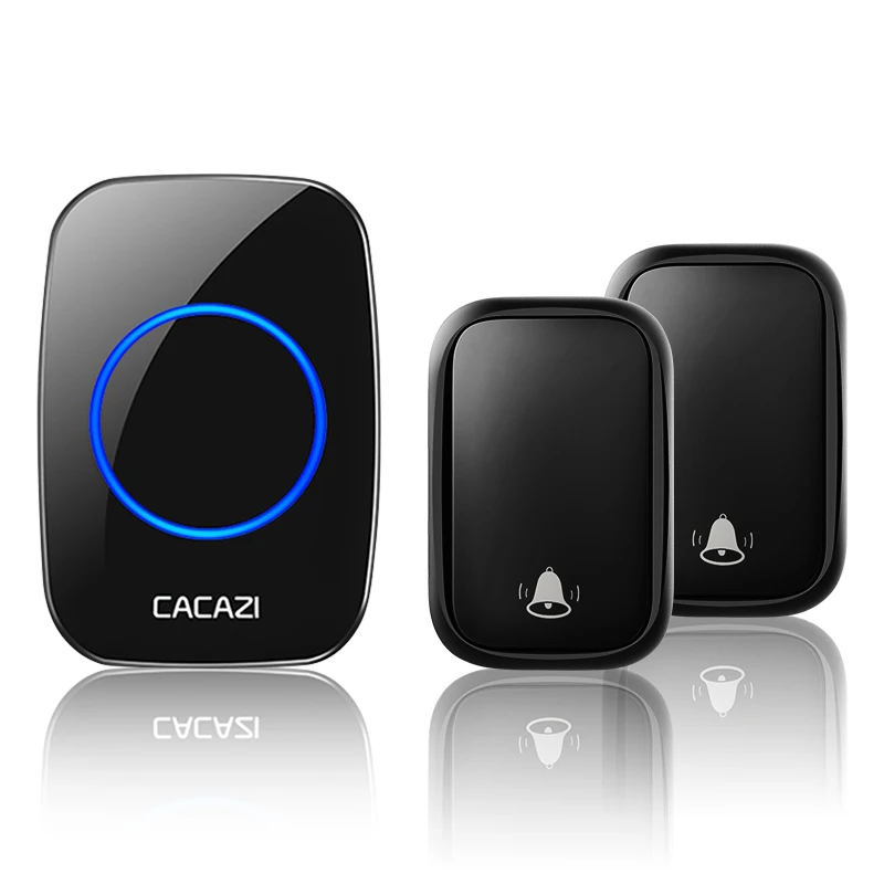 2 button 1 receiver CACAZI беспроводной водонепроницаемый автономный дверной звонок без батареи требуется передатчик 1 2 3 приемник США ЕС Великобритания AU вилка домашний звонок - Цвет: 2 button 1 receiver