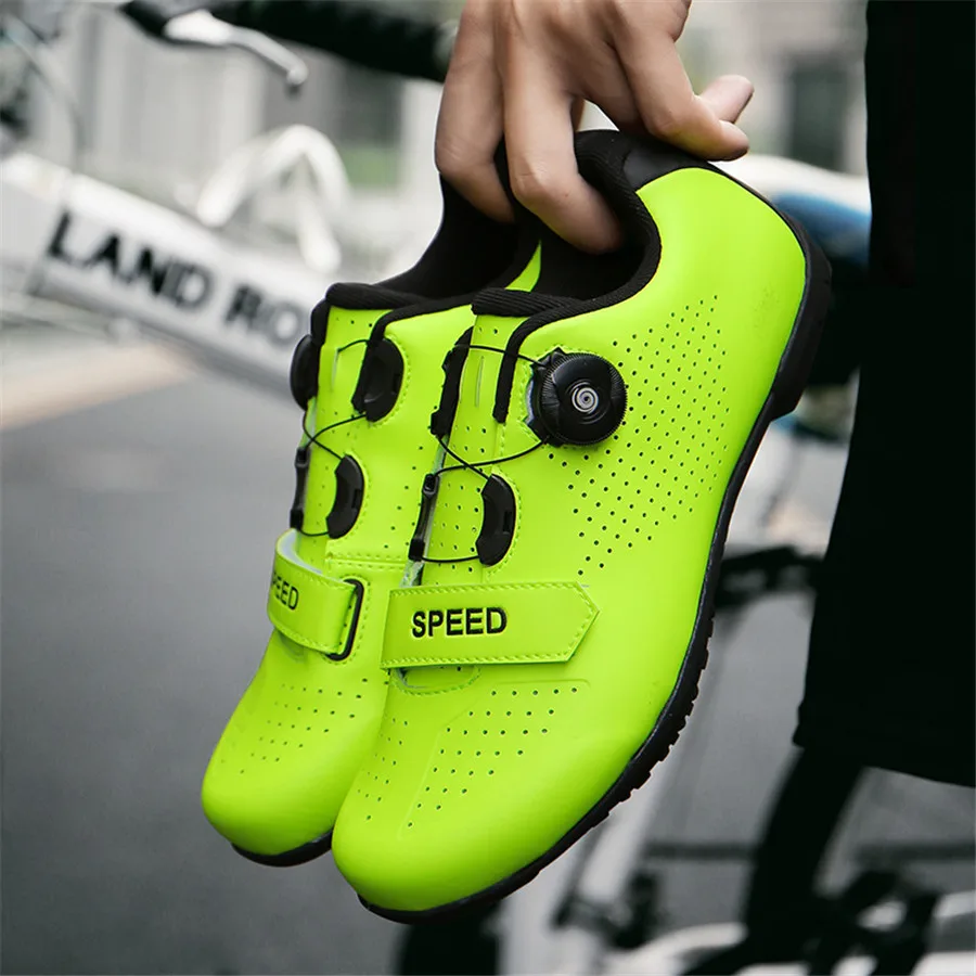 Обувь для езды на велосипеде с самозакрывающимся шнурком MTB без застежки дышащая