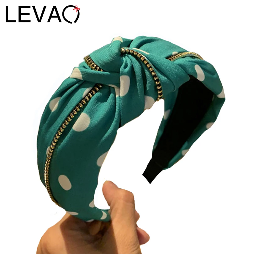 LEVAO, новинка, на молнии, завязанная повязка на голову, женская элегантная полоса, ободок в горошек, тюрбан, женские повязки на голову, аксессуары для волос для девочек, обруч для волос