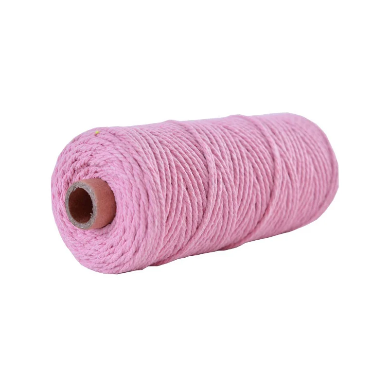 Light pink Веревка домашний текстиль Свадьба Горячая витой шнур декоративные поделки Сделай Сам 2 мм цветной хлопок шнур 110 ярдов Макраме Веревка 1 шт - Color: Light pink