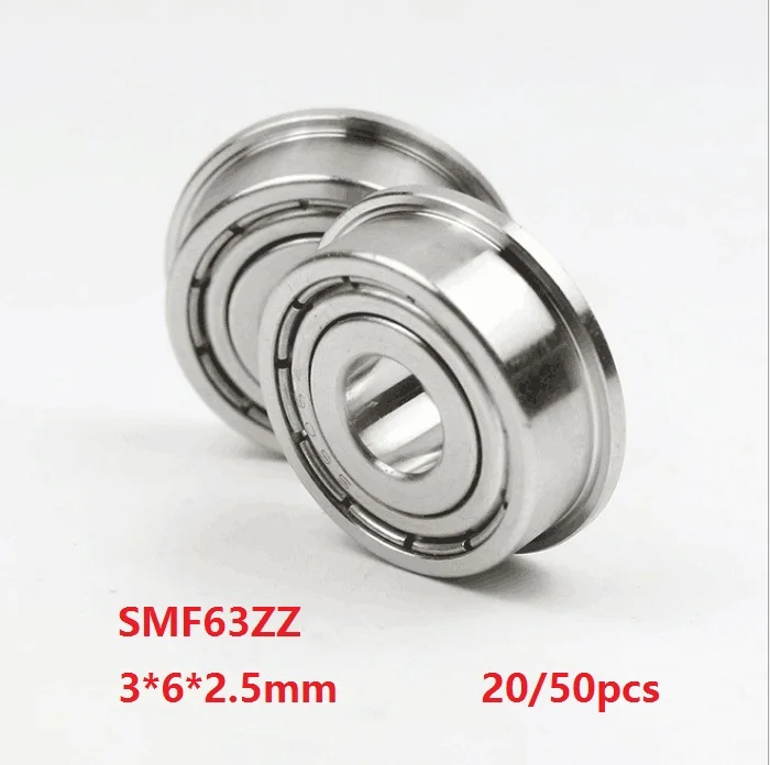 20 шт/50 шт SMF63ZZ мини фланцевые подшипники 3x6x2,5 мм подшипники из нержавеющей стали миниатюрные радиальные шарикоподшипники 3*6*2,5 мм