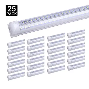 

25 Pack T8 8Foot Led Tube Light Bulbs 72W V Shaped 8 Foot Led Shop Light Fixtures 8' Led Ceiling Garage Mall Lighting 6000K
