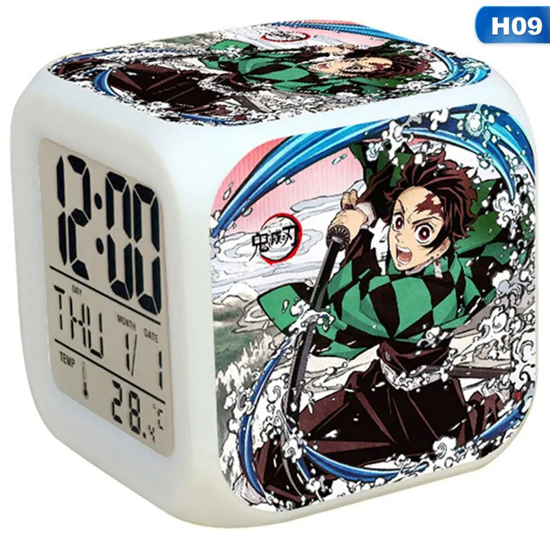 Аниме демон убийца Kimetsu No Yaiba Kamado Tanjirou Kamado Nezuko будильник светодиодный мигающий сенсорный светильник забавные детские игрушки - Цвет: H09
