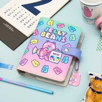 

10pcs*110 Sheets Cartoon Bear Notebook PU Notebook Organizer Planner Ring Binder Weekly Planner Agenda Diary Journal Notebook