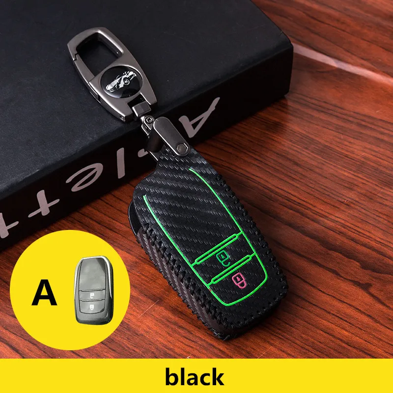 Luminous Leather car key case For Toyota Chr Rav4 Auris Prius Aygo Camry Corolla 200 Prado Crown Car Accessories | Автомобили и