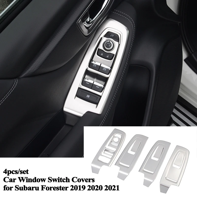 

4pcs/set Styling Car Window Control Switch Panel Cover Decoration Trim Sticker Accessories for Subaru Forester 2019 2020 2021