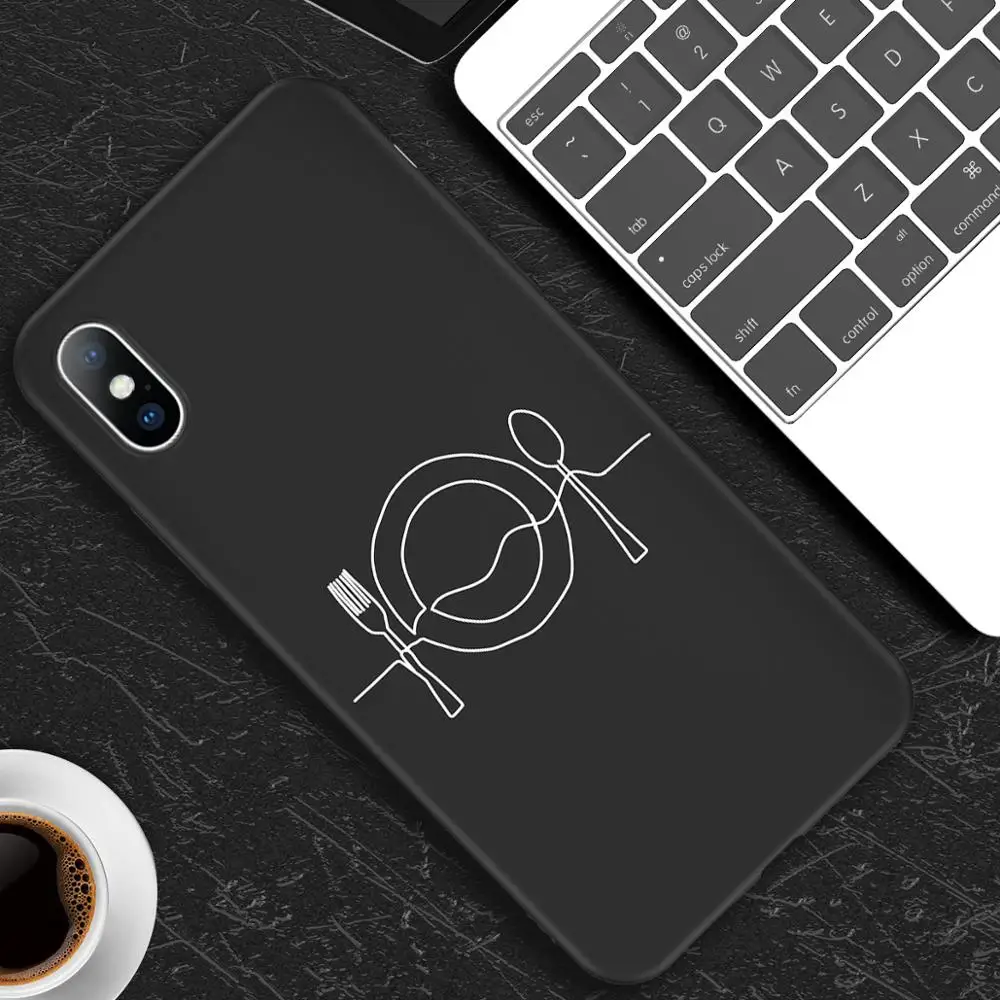 Чехол для телефона для iPhone X XR XS 11 Pro Max 6 6s 7 8 Plus, абстрактное искусство, пара, любовь, сердце, рисунок, мягкий ТПУ Черный чехол - Цвет: T2