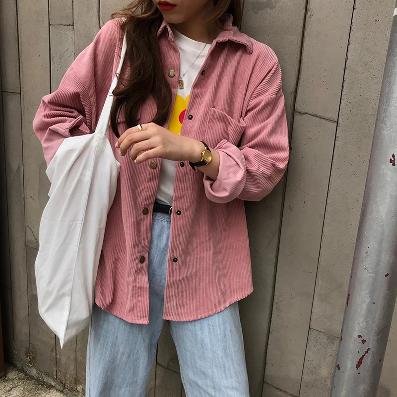 low cost  Vintage Corduroy Jackets Women Winter Autumn Coats Plus Size Single-breasted Harajuku Overcoats Jac
