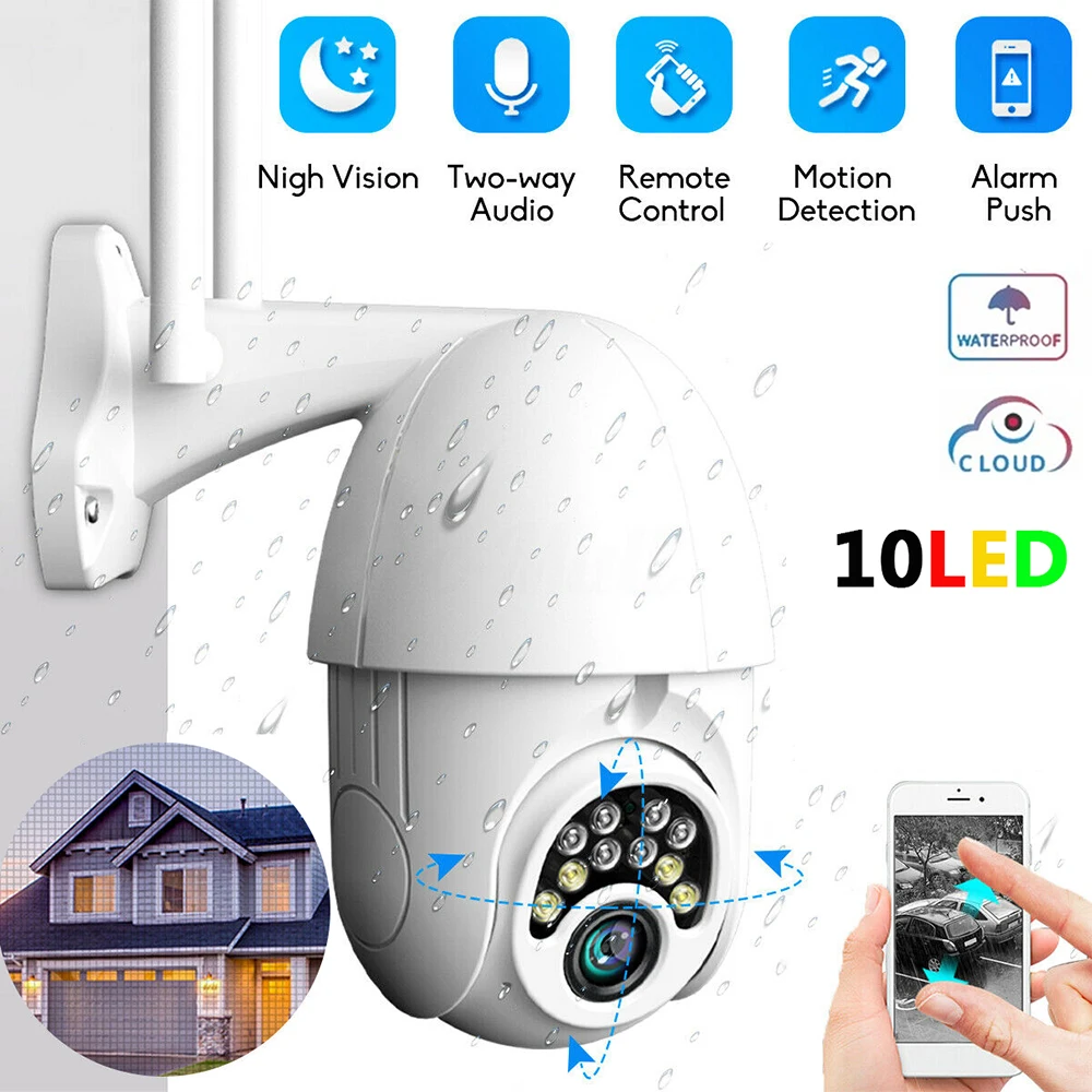 10 СВЕТОДИОДНЫЙ полноцветный ночного видения HD 1080P 2MP PTZ беспроводная WiFi ip-камера наружная Водонепроницаемая камера наблюдения поддержка TF карты