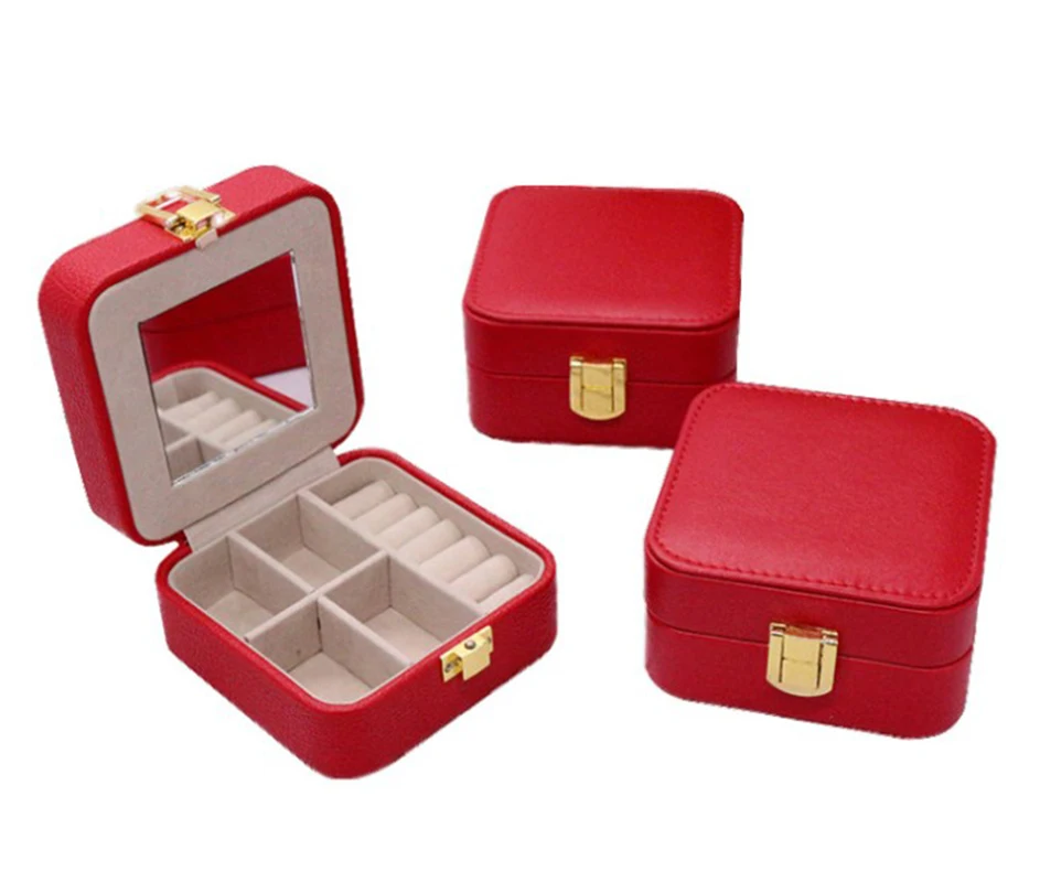 

Wholesale Portable Leather Jewelry Box Storage Organizer Jewelry Holder Packaging Display Travel Jewelry Case Gift Boxes Women