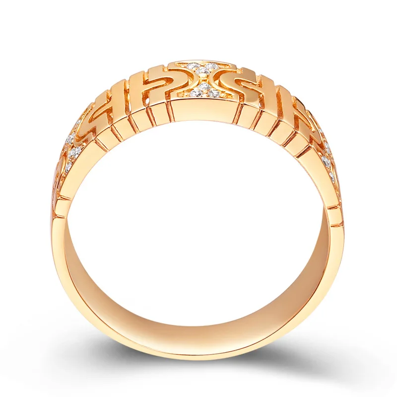 18K au750 žlutý zlato prsten muži svatební výročí angažmá večírek prsten dutý vyndat kolo moissanite diamant ležérní sporty