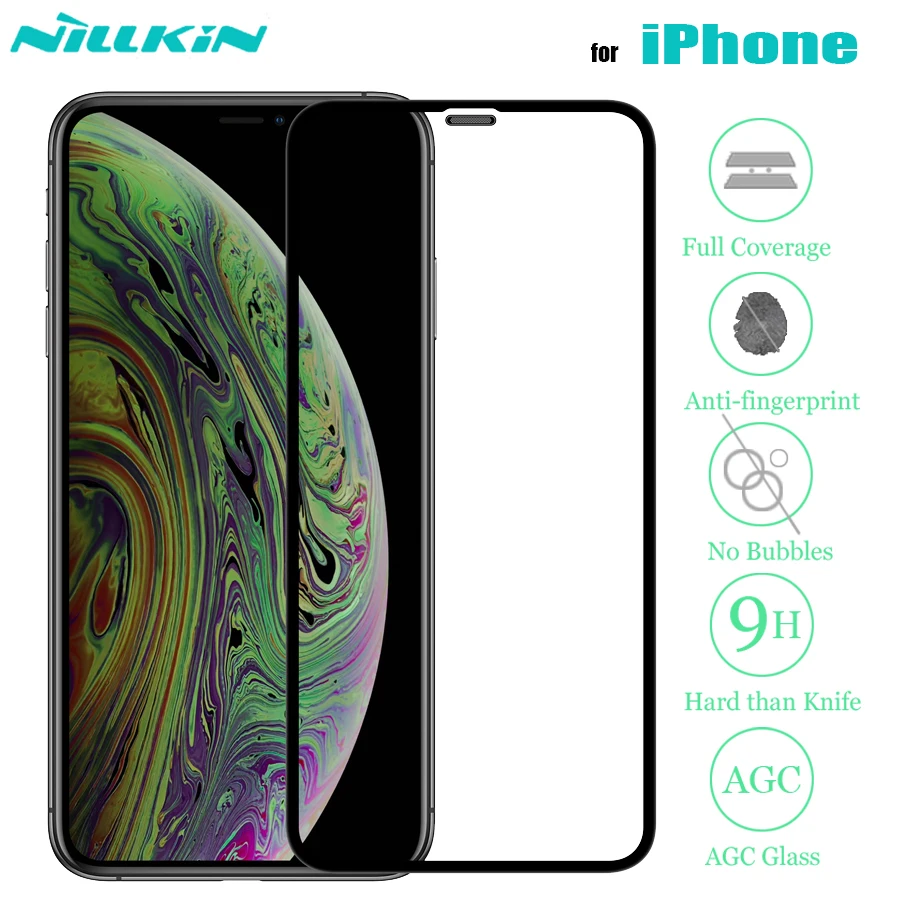 Nillkin for iPhone Xr 11 Pro Max X Xs Tempered Glass Screen Protector 3D Full Coverage Safety Glass for iPhone 8 7 Plus SE 2020