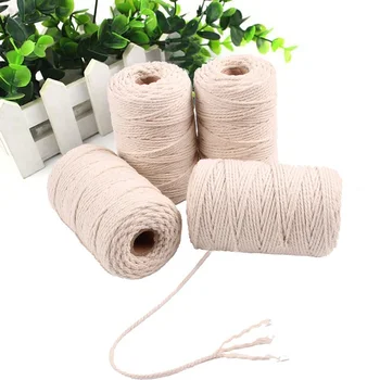 

100m beige Cotton Cord Rope Braided Soft White Cotton Rope DIY Handmade Craft Macrame Tying Thread clothing tag String hemp rope