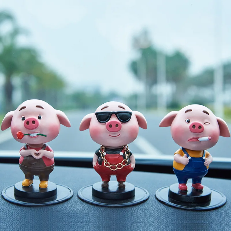  Shaking Head Cool Pig Design Car Ornaments Car Toy Shaking Head Car Dashboard Decoration Car Access