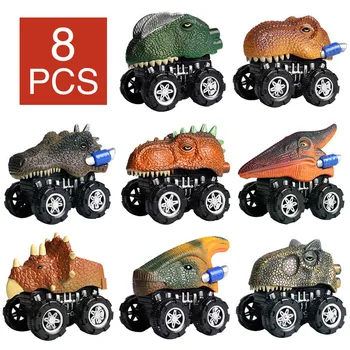 

8pcs Birthday Gift Playing Game Vehicle Pull Back Cars Racing Party Favors Toddlers Educational Dinosaur Toy For Kids Model