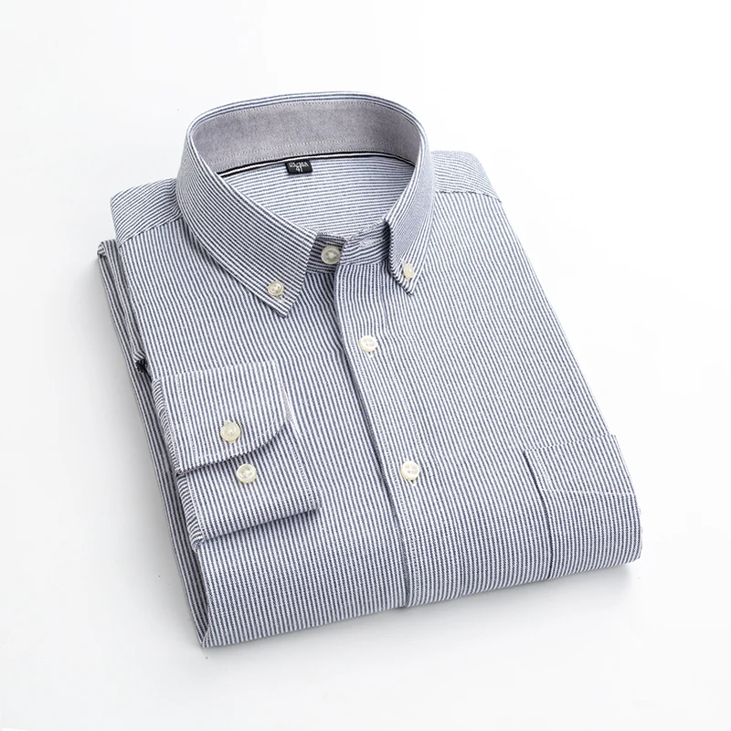 Мужская деловая рубашка, приталенная, большая, в клетку, 60% хлопок, одноцветная, мужская рубашка, обычная, с длинным рукавом, осенняя, мужская, Повседневная рубашка - Цвет: 1926-19