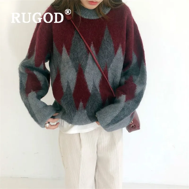 RUGOD 2019 Новый женский шерстяной смешанный флисовый свитер с круглым вырезом