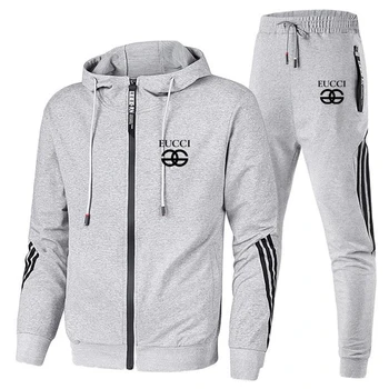 

2020 Mens Autumn Winter Fashion Print Sweatshirt Top Pants Sets Hoodies+Pants Harajuku Sport Suit Tracksuit Running Sportswear