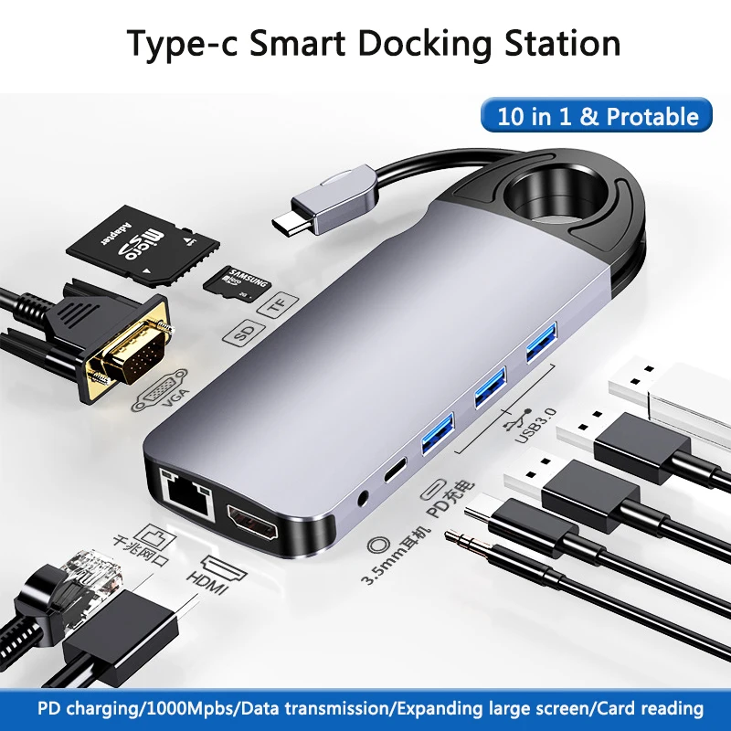Новая USB-C интеллектуальная док-станция десять в одном концентратор